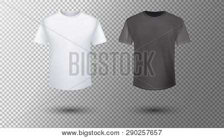 Shirt Mock Up Set. T-shirt Template. Black, Gray And White Version, Front Design.