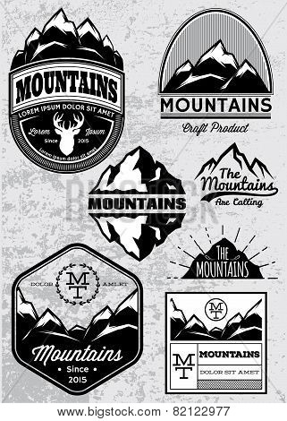 Set Of Templates For Emblems With Mountains