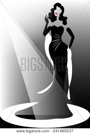 Shop Logo Fashion Woman, Beautiful Brunette Silhouette Diva. Company Logo Design, Beautiful Cover Gi