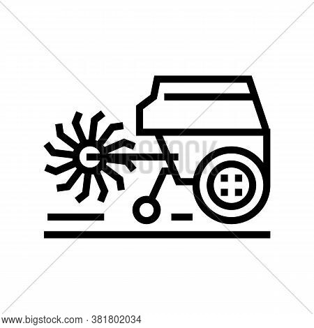 Cultivator Machine Line Icon Vector. Cultivator Machine Sign. Isolated Contour Symbol Black Illustra