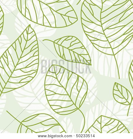 Vector seamless texture for design of green leaves. Eco background