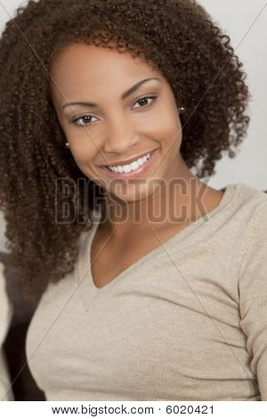 Beautiful Mixed Race African American Girl With Perfect Smile