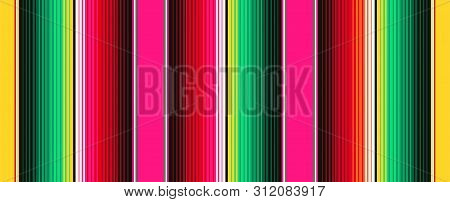 Mexican Blanket Stripes Seamless Vector Pattern. Background For Cinco De Mayo Party Decor Or Mexican