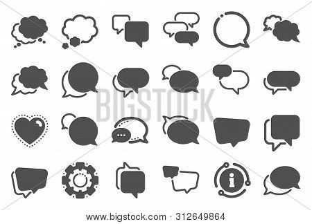 Speech Bubbles Icons. Social Media Message, Comic Bubbles And Chat. Think Sticker, Comment Speech An