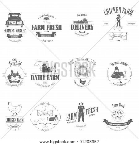 Farm Fresh Products Badge Set.