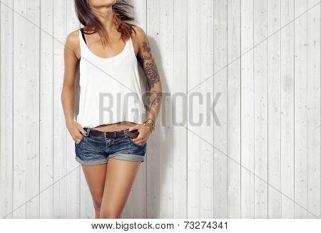 Woman Wearing Blank Vest