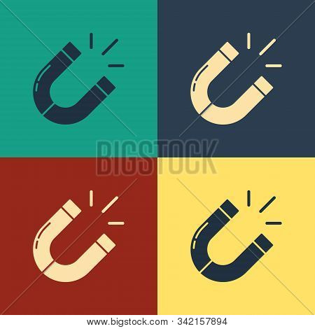 Color Magnet Icon Isolated On Color Background. Horseshoe Magnet, Magnetism, Magnetize, Attraction. 