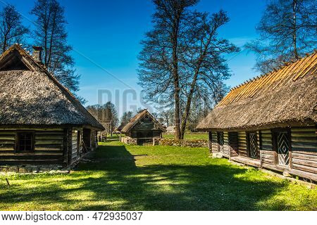 An Old Traditional Village In Europe, Estonia. High Quality Photo