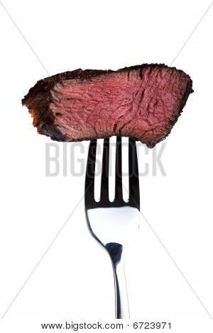 fork with steak