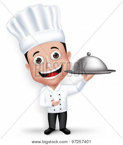 Realistic 3D Young Friendly Professional Chef Cook Character