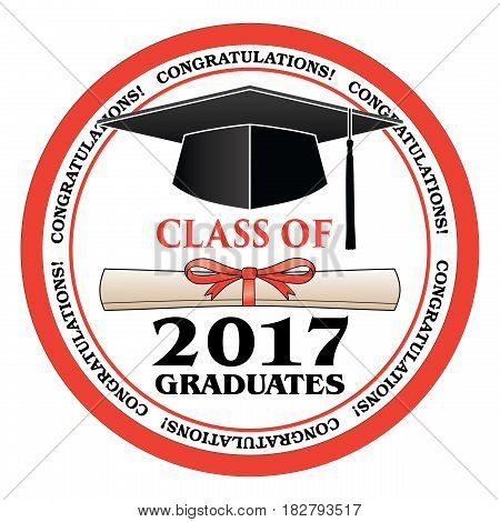 Class of 2017 Graduates is a design that shows your pride as a graduate of the class of 2017. Includes a cap, text and diploma. Great for graduation t-shirt designs.