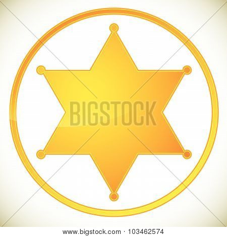 Classic Western Sheriff Badge, Sheriff Star. Vector Illustration.