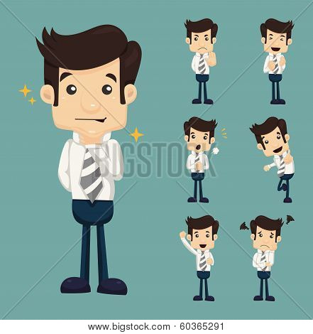 Set Of Businessman Characters Poses