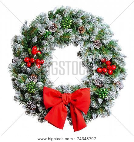 Christmas wreath isolated on white background