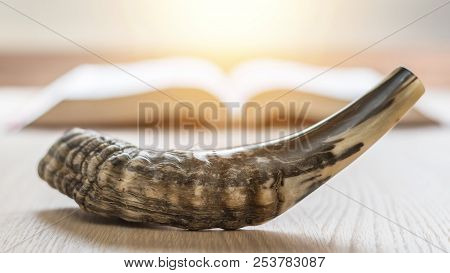 Yom Kippur And Rosh Hashanah (hashana)  (jewish New Year Holiday) Concept With Ram Shofar (horn) Wit