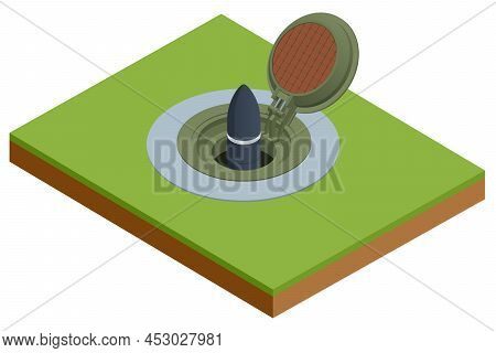 Isometric Missile Launch Facility, Underground Missile Silo, Launch Facility Or Nuclear Silo. Launch