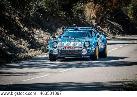 Novella, Corsica, France - 7th October 2022: Michel Branca And Gerald Forns Compete In Their Lancia 