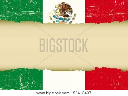 Mexican scratched flag. A used Flag for this poster