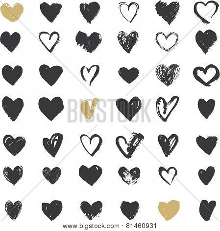 Heart Icons Set, hand drawn icons and illustrations for valentines and wedding