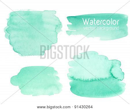 Vector Set Of Abstract Watercolor Background With Paper Texture.