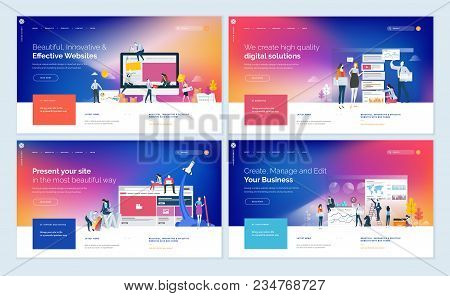 Set Of Website Template Designs. Modern Vector Illustration Concepts Of Web Page Design For Website 