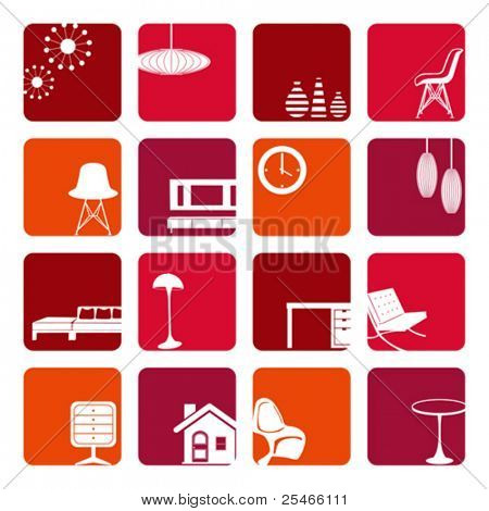 Interior Red Ornaments set. Illustration vector.