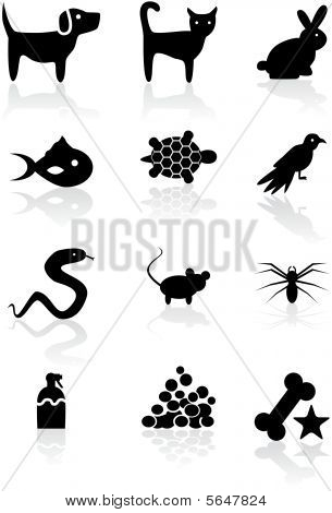 Pet Icon Set Black