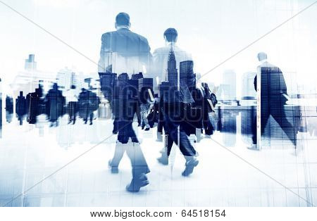 Abstract Image of Business People Walking on the Street