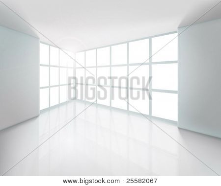 Empty white interior. Vector illustration.