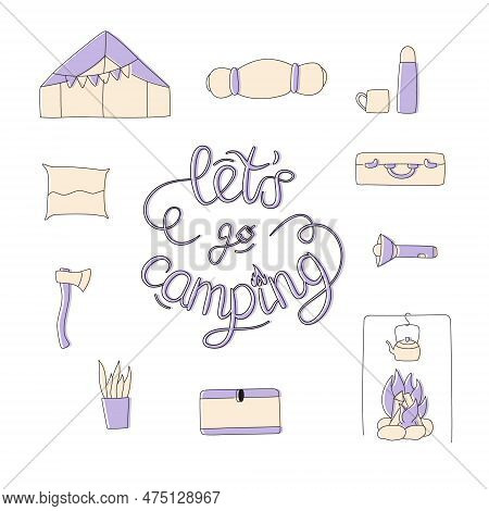 Set Of Vector Hand Drawn Flat Colourful Illustrations