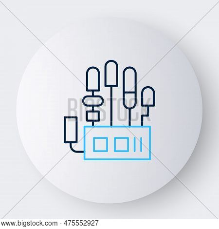 Line Mechanical Robot Hand Icon Isolated On White Background. Robotic Arm Symbol. Technological Conc