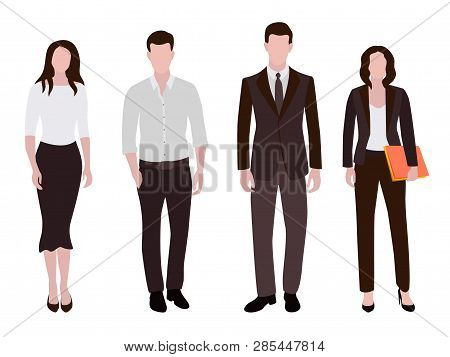 Business People Man And Woman Human Resources Flat Vector Illustrations. Company Staff Business Team