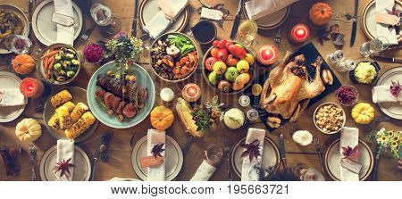 Thanksgiving Celebration Traditional Dinner Setting Food Concept