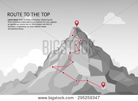 Mountain Route Infographic. Journey Challenge Path Business Goal Career Growth Success Climbing Miss