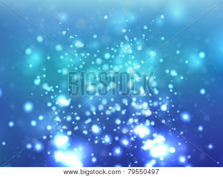 Vector water design with bright bubbles rising up from depths. Colored blue.