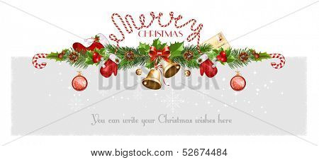 Decorative border from a traditional  Christmas objects. Vector illustration