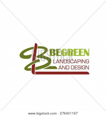 Landscaping And Green Design Letter B Icon Of Tree For Landscape Designing Studio. Vector Letter B S