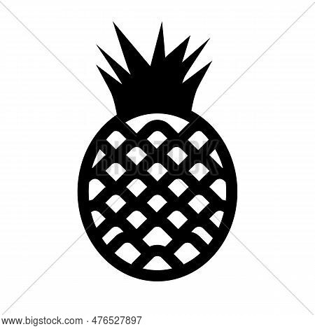 Pineapple Silhouette Icon. Tropical Fruit. Editable Vector.