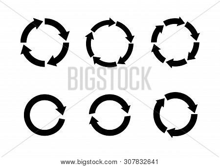 Black Arrows In Circular Motion. Arrow Combinations. Rotation Arrows. Circle Arrow Icon. Recycling F