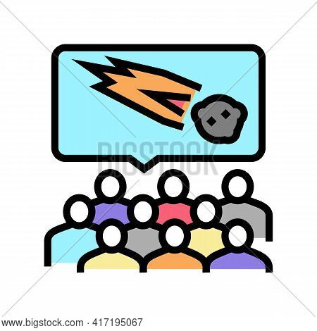 Comet Planetarium Discussion Color Icon Vector. Comet Planetarium Discussion Sign. Isolated Symbol I