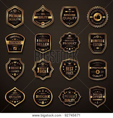 Set of Retro Gold and Black Premium Quality Badges and Labels.