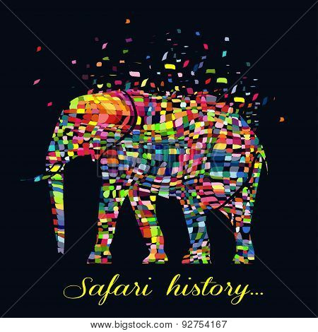 Vector illustration of a abstract elephant animal  in graphic style