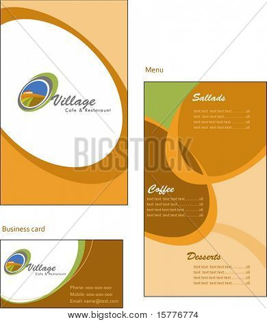 Template designs of menu and business card for coffee shop and restaurant, vector file include