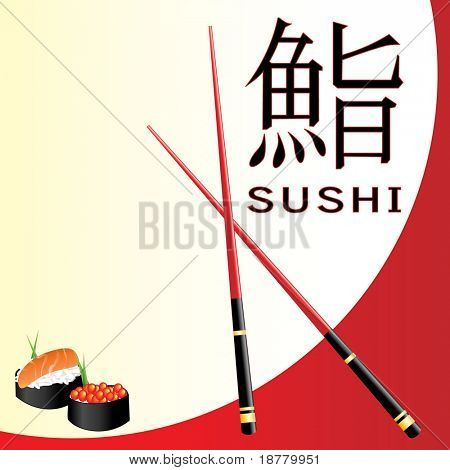 A vector illustration of a sushi menu template with space for text