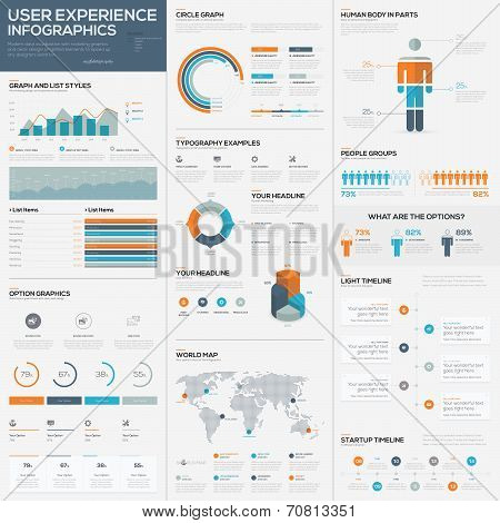 Big pack of data visualization vector infographics and elements