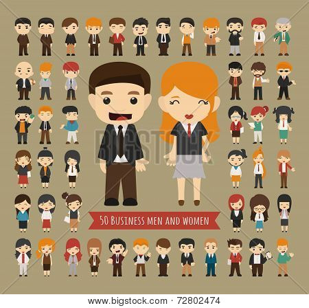 Set Of 50 Business Men And Women