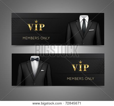 Businessman suit vip cards horizontal banners