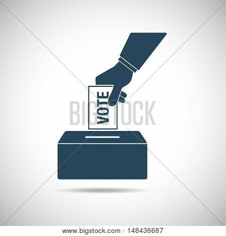 Election Day Concept Icon. Hand Putting Voting Paper In The Ballot Box.