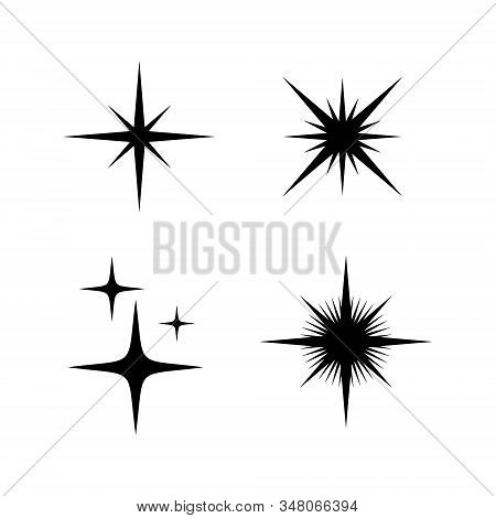 Set Of Sparkle Star Icon On White Background, Sparkles Star Vector Isolated. Sparkles Icon Flat, Spa