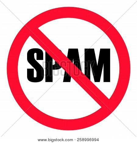 No Spam Sign On White Background. Flat Style. Anti Spam Sign For Your Web Site Design, Logo, App, Ui